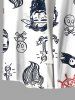 Plus Size Skull Funny Pirate Rudder Cruise Print Hawaii Button Pocket Shirt For Men -  