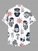 Plus Size Skull Funny Pirate Rudder Cruise Print Hawaii Button Pocket Shirt For Men -  
