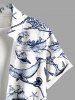 Plus Size Octopus Shell Shark Sailboat Mermaid Coral Lighthouse Cruise Print Hawaii Button Pocket Shirt For Men -  