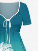 Robe Ligne A Colorée Ombrée Cocotier Imprimée de Grande Taille - Vert 2X