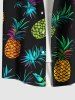 Plus Size Colorful Pineapple Print Hawaii Button Pocket Shirt For Men -  