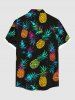 Plus Size Colorful Pineapple Print Hawaii Button Pocket Shirt For Men - Noir L