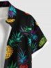 Plus Size Colorful Pineapple Print Hawaii Button Pocket Shirt For Men - Noir L