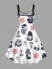 Plus Size Skull Funny Pirate Rudder Cruise Print Hawaii A Line Tank Dress -  