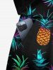 Plus Size Colorful Pineapple Print Hawaii Drawstring Pocket Jumpsuit -  