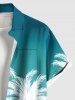 Plus Size Coconut Tree Dip Dye Ombre Print Hawaii Button Pocket Shirt For Men -  
