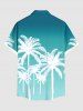 Plus Size Coconut Tree Dip Dye Ombre Print Hawaii Button Pocket Shirt For Men -  