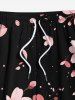 Short de Plage Hawaïen Fleuri Imprimé de Grande Taille à Cordon - Noir 8XL