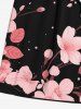 Short de Plage Hawaïen Fleuri Imprimé de Grande Taille à Cordon - Noir 8XL