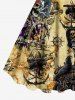 Plus Size Skull Pirate Anchor Ship Rudder Map Cruise Print Tank Dress -  