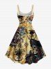 Plus Size Skull Pirate Anchor Ship Rudder Map Cruise Print Tank Dress -  