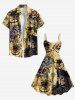 Plus Size Skull Pirate Anchor Ship Rudder Map Cruise Print Tank Dress -  