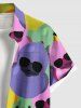 Plus Size Colorful Ducks Print Buttons Pocket Hawaii Shirt For Men -  