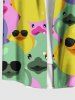 Plus Size Colorful Ducks Print Buttons Pocket Hawaii Shirt For Men -  