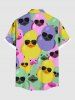 Plus Size Colorful Ducks Print Buttons Pocket Hawaii Shirt For Men -  