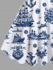 Plus Size Skulls Pirate Ship Anchor Cruise Print Hawaii Tank Dress -  