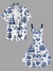 Robe Hawaï Debout Debout Drap de Pirate et Crâne Imprimés de Grande Taille - Blanc L