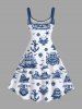 Plus Size Skulls Pirate Ship Anchor Cruise Print Hawaii Tank Dress -  