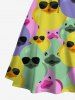 Plus Size Colorful Ducks Print Lace Up Panel Hawaii Tank Dress -  