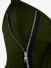 Plus Size Lace Up Zipper Crisscross Handkerchief Tank Top -  