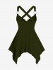 Plus Size Lace Up Zipper Crisscross Handkerchief Tank Top -  