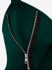 Plus Size Lace Up Zipper Crisscross Handkerchief Tank Top -  