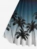 Plus Size Coconut Tree Flowers Ombre Colorblock Print 1950s Vintage Dress -  
