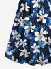 Plus Size Flowers Leaf Print Surplice Hawaii Cami Dress -  