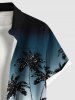 Plus Size Coconut Tree Flowers Ombre Colorblock Print Buttons Pocket Hawaii Shirt For Men -  