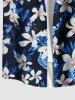 Plus Size Flowers Leaf Print Buttons Pocket Hawaii Shirt For Men -  