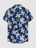 Plus Size Flowers Leaf Print Buttons Pocket Hawaii Shirt For Men -  