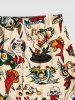 Short de Plage Feuille de Serpent et Fleur Imprimés Grande Taille - café lumière 8XL