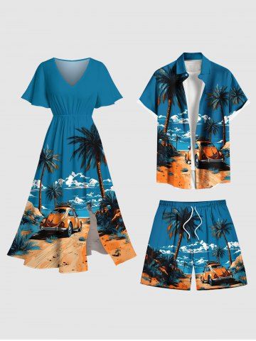 Tenue de Plage Grande Taille Imprimé Paysage de Cocotiers et Paysage Marin