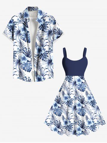 Costume D'habit de Grande Taille Imprimée de Feuilles Tropicales