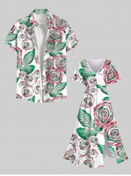 Costume de Plage Grande Taille Imprimé à Fleurs et Feuilles Assorti - Blanc 