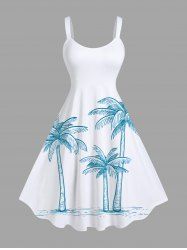 Plus Size Coconut Tree Print Hawaii Tank Dress -  