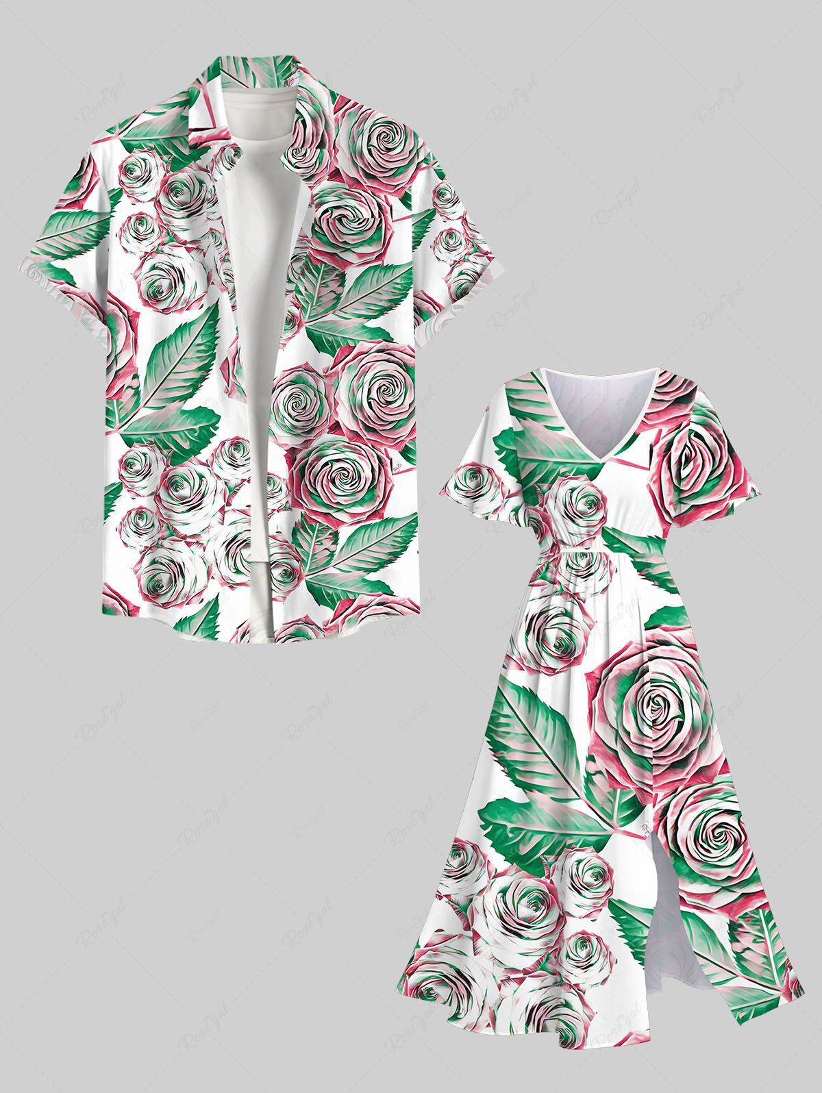 Costume de Plage Grande Taille Imprimé à Fleurs et Feuilles Assorti Blanc 