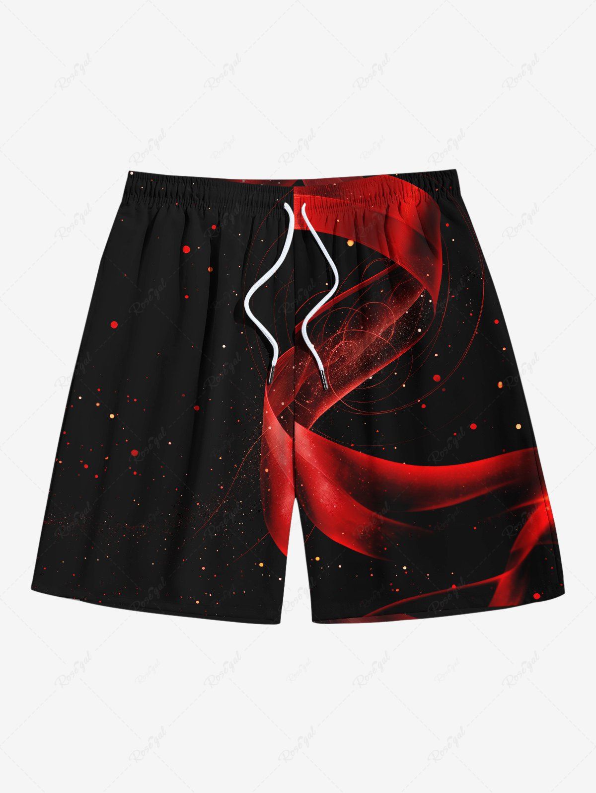 Short de Plage Ombré Etoiles Galaxie Imprimée Grande Taille à Cordon Noir 8XL