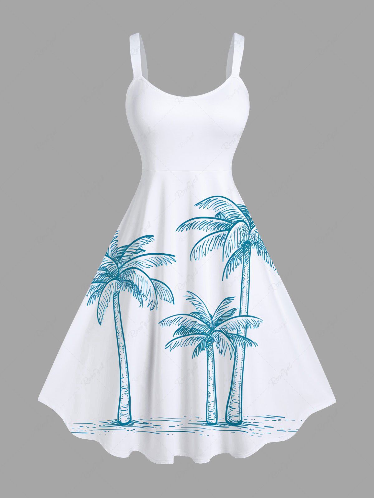 Shop Plus Size Coconut Tree Print Hawaii Tank Dress  