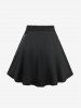 Mesh Lace Up Asymmetrical Cold Shoulder Blouse and Marled Patchwork Skirt Plus Size Outfit -  