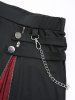 Mesh Lace Up Asymmetrical Cold Shoulder Blouse and Marled Patchwork Skirt Plus Size Outfit -  
