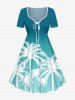 Coconut Tree Dip Dye Ombre Print Plus Size Matching Hawaii Beach Outfit For Couples -  