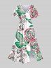 Costume de Plage Grande Taille Imprimé à Fleurs et Feuilles Assorti - Blanc 
