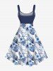 Floral Tropical Leaves Print Plus Size Matching Hawaii Beach Outfit For Couples -  