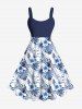 Floral Tropical Leaves Print Plus Size Matching Hawaii Beach Outfit For Couples -  