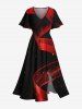 Ombre Ribbon Stars Galaxy Print Plus Size Matching Hawaii Beach Outfit For Couples -  