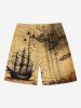Distressed Map Sailboat Cruise Print Plus Size Matching Hawaii Beach Outfit For Couples -  