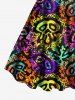 Colorful Skulls Paint Splatter Print Plus Size Matching Outfit For Couples -  