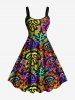 Colorful Skulls Paint Splatter Print Plus Size Matching Outfit For Couples -  