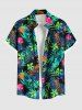 Costume de Plage Grande Taille Imprimé à Fleurs et Feuilles Tropicales - Noir 